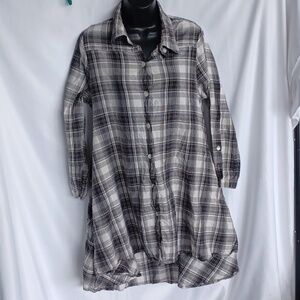 TULIP Alexandria Tunic Shirt Plaid Buttoned Front Pockets Cotton Sz S
